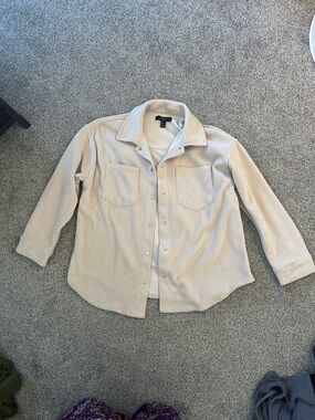 Forever 21 Cream Ribbed Collar Jacket